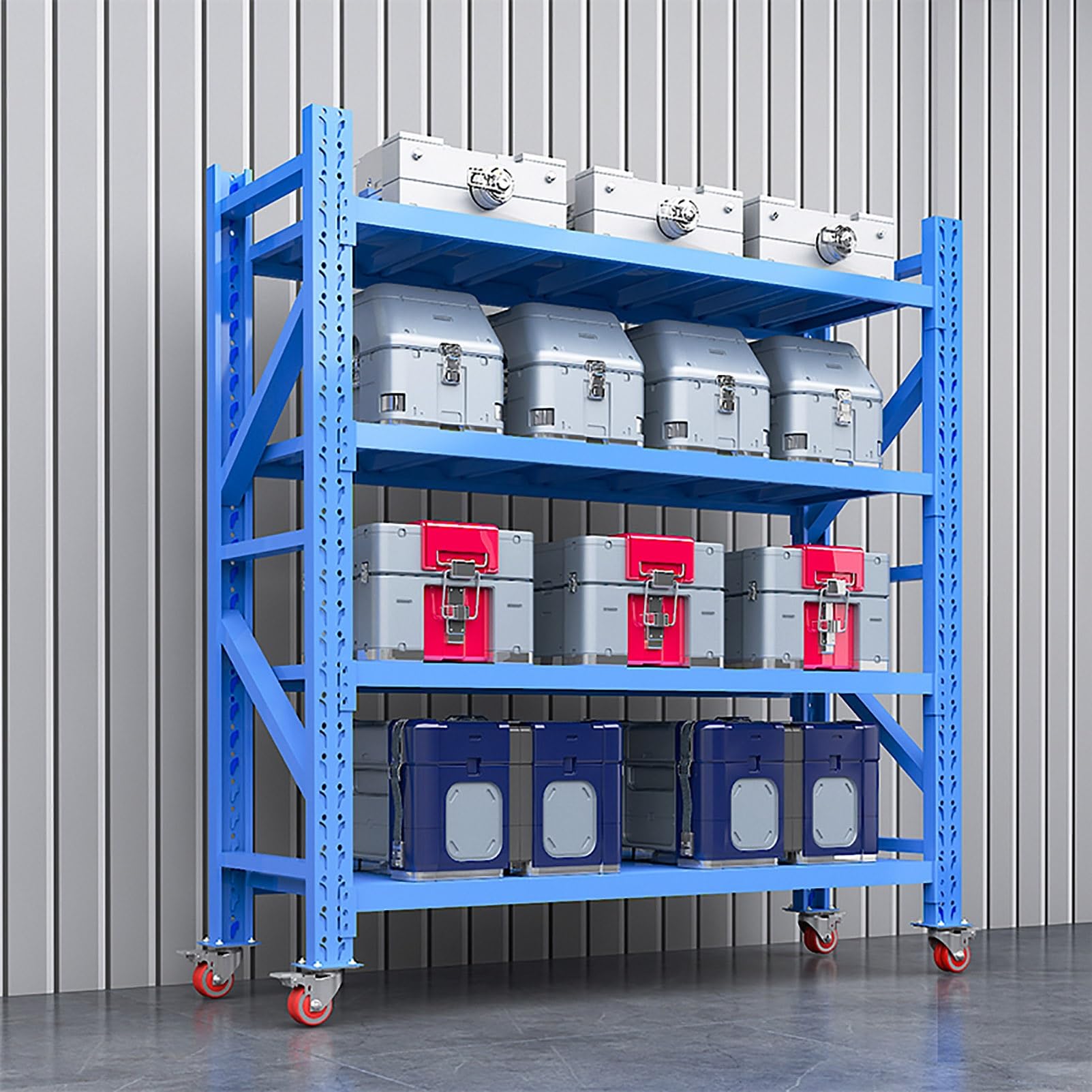 KLYDBMYT Heavy-Duty Garage Shelving - Adjustable Metal Utility Rack for Commercial Storage and Organization in Warehouses and Basements