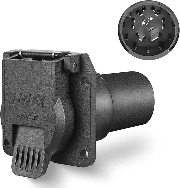 Nilight USCAR to RV 7 Way Trailer Plug Adapter OEM Style Factory Tow Package Socket Required 7Pin Round Connector Compatible with Chevy Ford GMC and Nissan Silverado