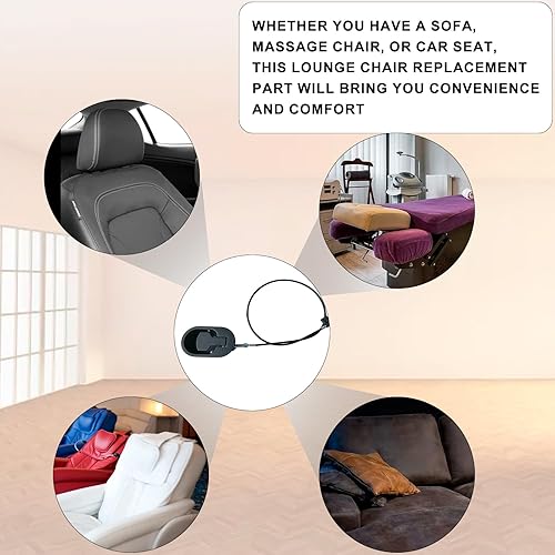 Miniatura 7 de Rhitchy Piezas de repuesto para mango reclinable mango de liberación reclinable con cable de tracción reclinable, mango de repuesto para la mayoría