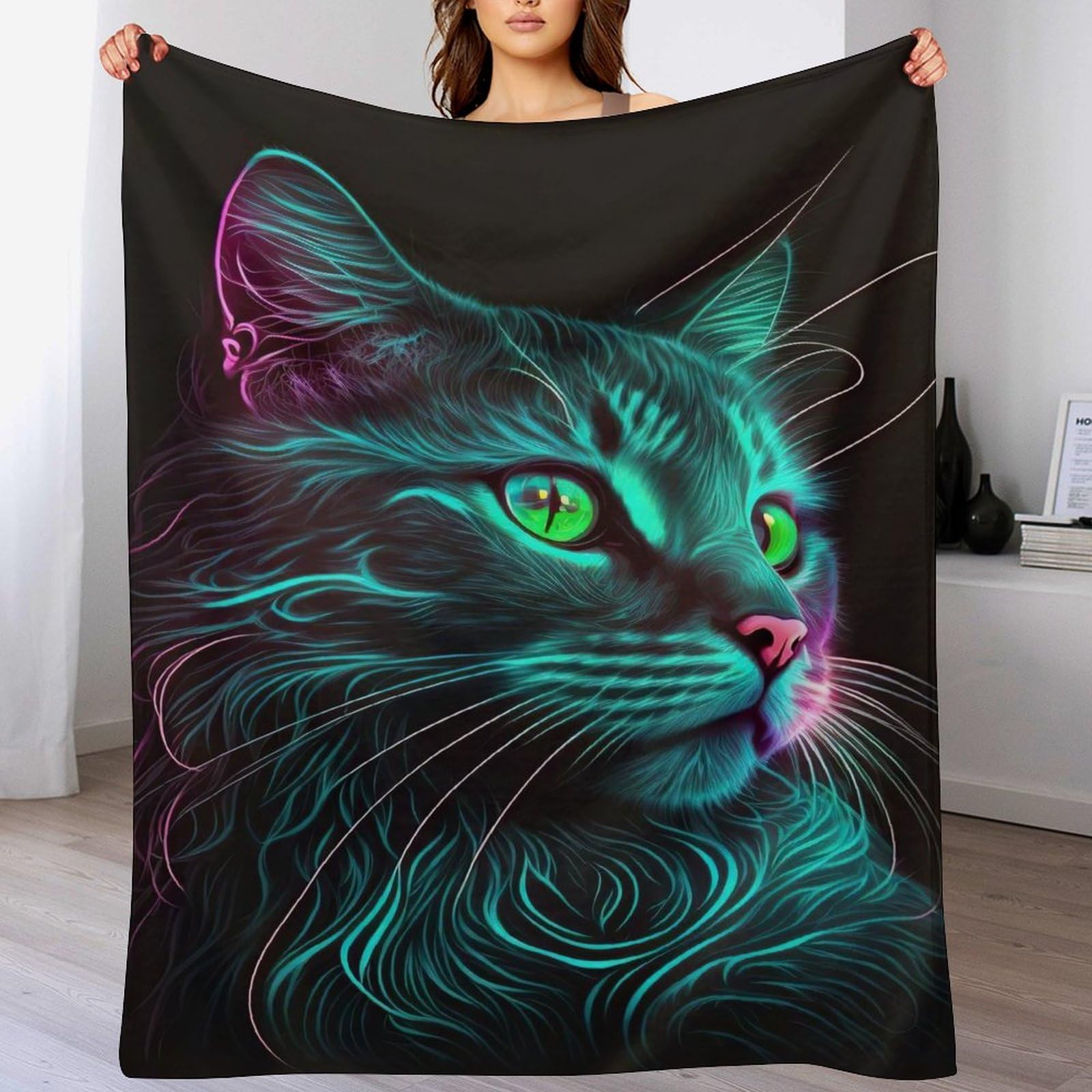 Manta de gato de forro polar de franela suave y ligera para cama o sofa de 150x200 cm