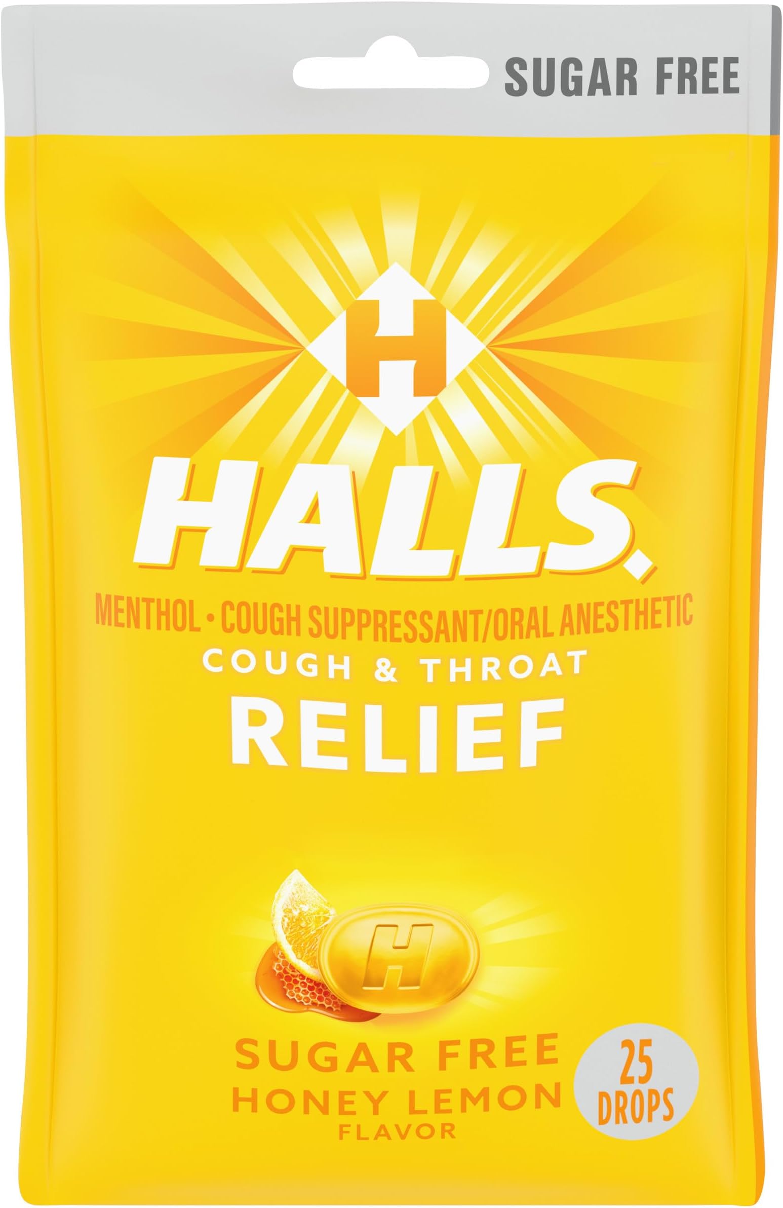 Mentho-Lyptus Cough Drops Sugar Free, Honey-Lemon 25 Tabs (Pack of 1)