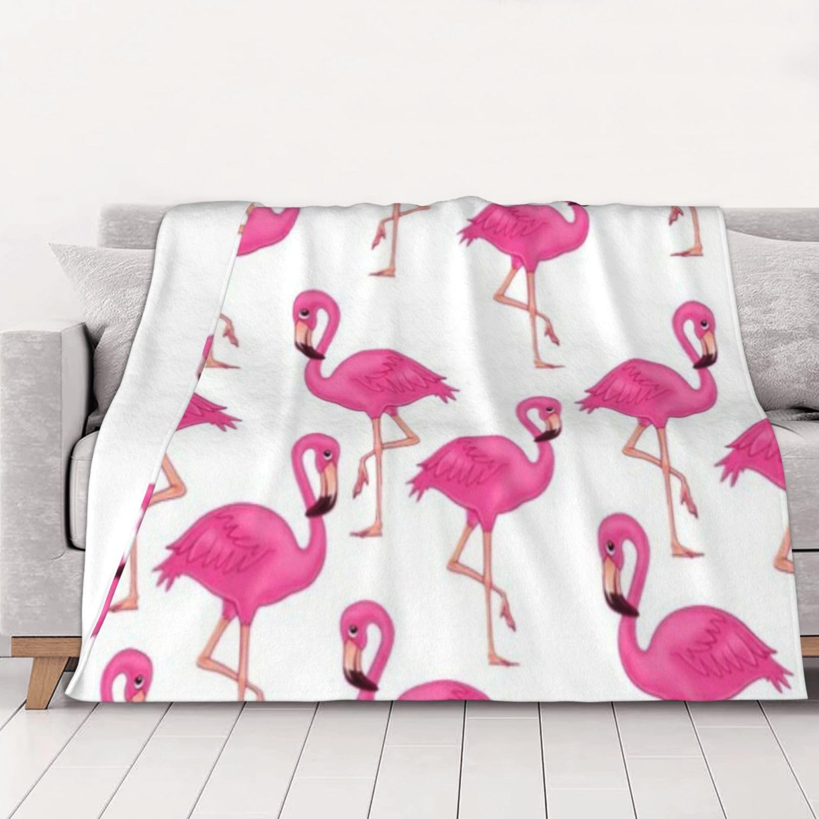 AUBKFELD pink flamingo Printed Flannel Blanket 150x125 CM, Soft & Warm Throw Blanket for Sofa/Couch/Bed/Car, Gifts for Audlts Women Men