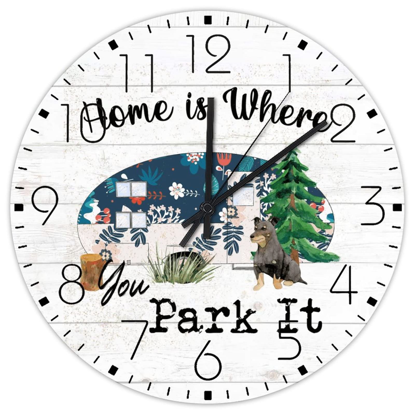 Horloge murale en bois 30cm Home Is Where You Park It pour déco nature