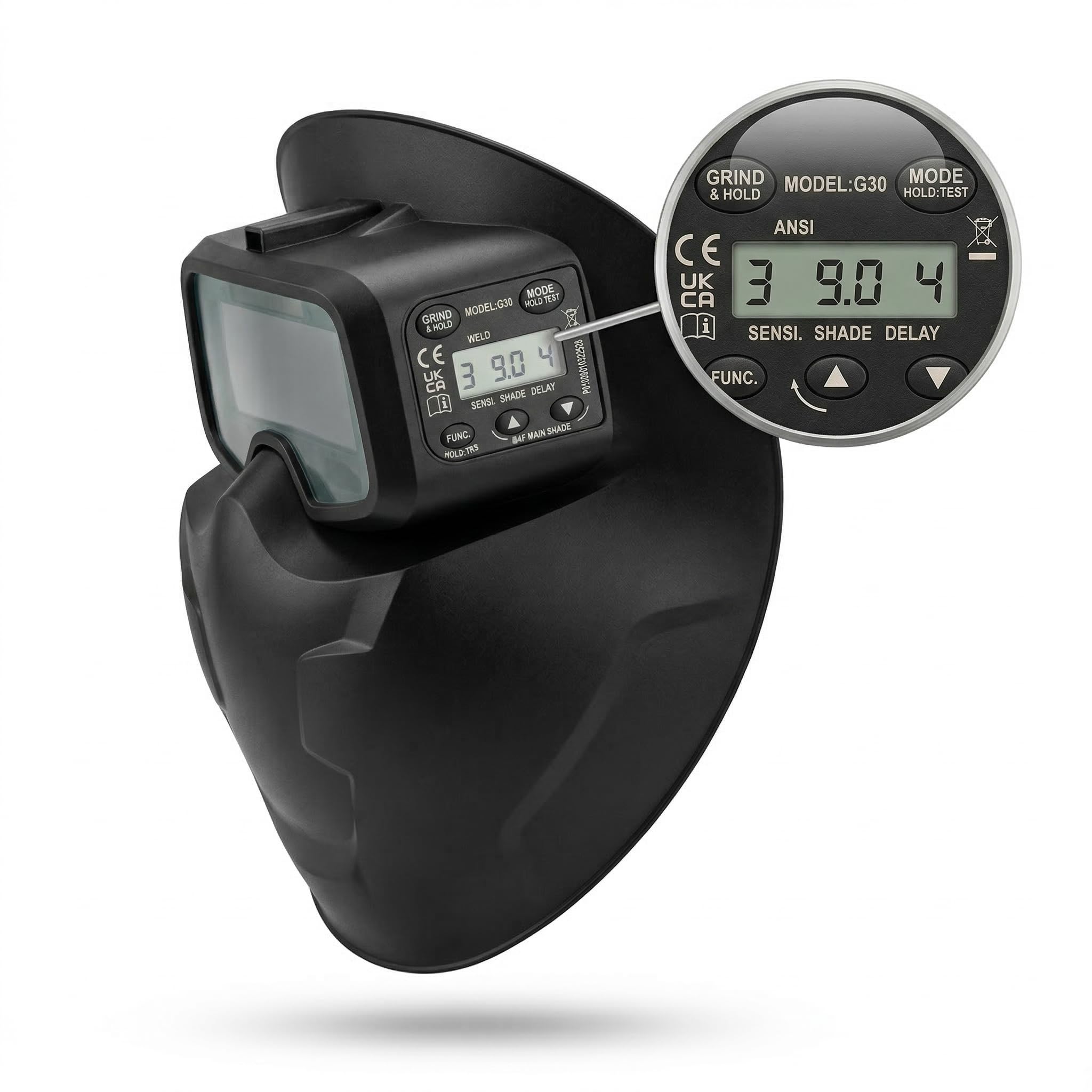 Maschera per saldatura elettronica Solter S-Mask 15 | Visore ampio 111x39 mm | Oscuramento automatico DIN 5-13 | Leggero, compatto e compatibile con piccoli occhiali