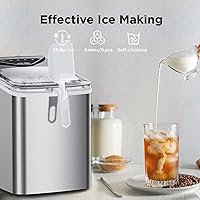 Vista 23 de Silonn - Máquina de hacer hielo para encimera, 9 cubos listos en 6 minutos, 26 libras en 24 horas, autolimpiable, cuchara de hielo y canasta, 2