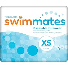 Swimmates Disposable Adult Swim Diapers, X-Small/Youth Large, 24 Ct | Pull-Up Style Under Swimwear with Tear-Away Side Seams, 17-28in Waist, Unisex Youth L Disposable Swim Underwear, incontinence