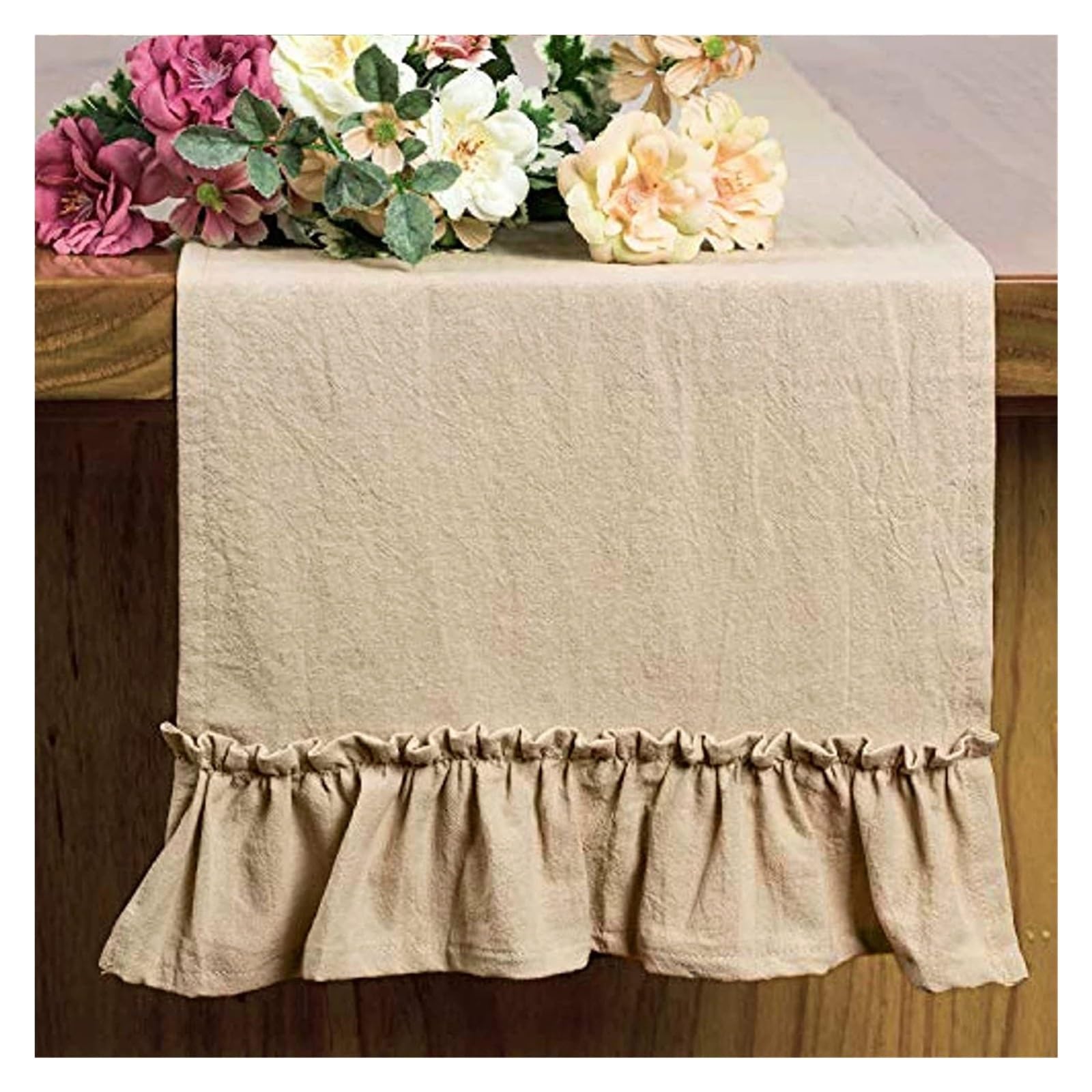 Ruffle Table Runner Pure Color Table Runner Shabby Chic Ruffled for Shower Bride Rustic Home Decoration(Color 13,30x180cm)