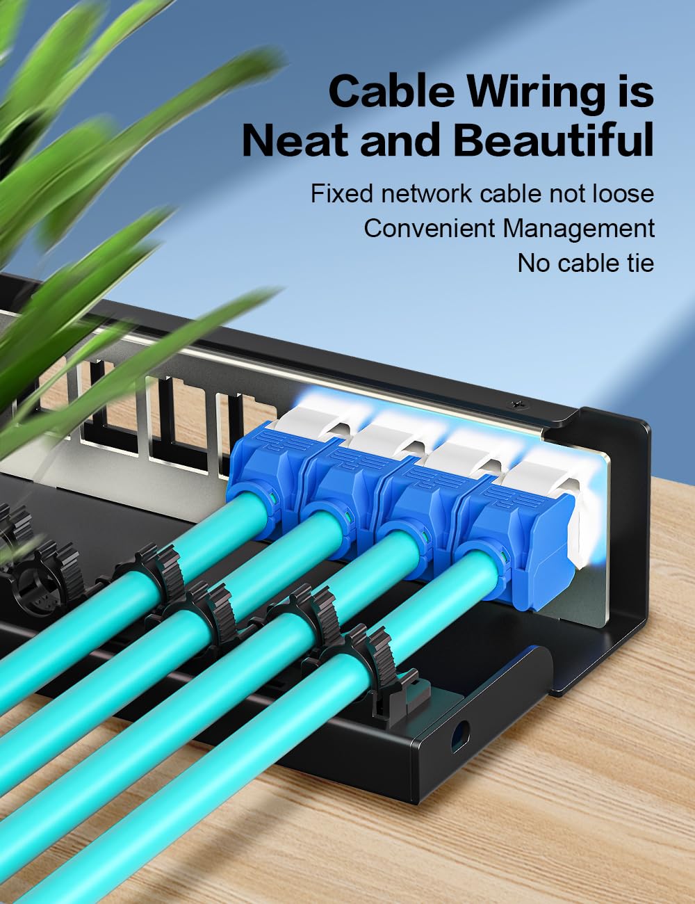 Panneau de brassage 8 ports blindé compatible avec LC/SC/ST/FC/USB/HDMI Keystone Jack pour support de bureau Boîtier de terminaison Ethernet domestique