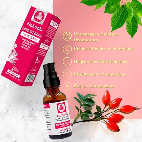 Miniatura 4 de Naturals Dragon's Blood - Suero facial con vitamina C, té verde, procesado en frío, cuidado de la piel vegano, 1.0fl oz  1 onza