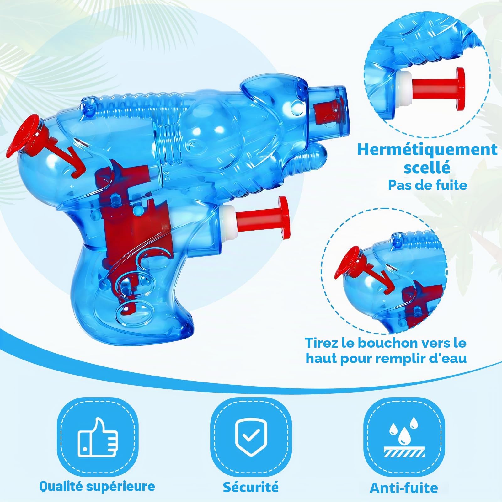 18x Pistolet à Eau Enfant, Lot de 18 Pistolets à Eau en Plastique 8 x 6.5 cm, Jouet Pistolet à Eau, Jeu Plage Piscine, Jouets d'été pour Enfants, Jeu de Piscine de Plage en Plein air