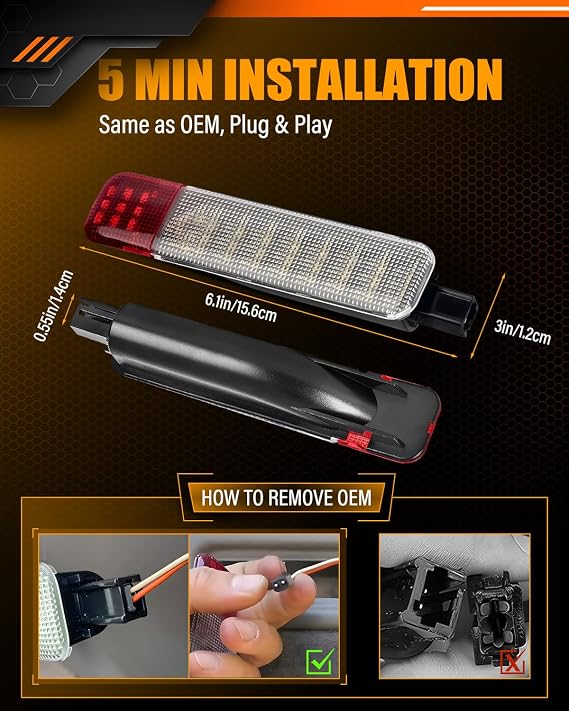 LESAUCE LED License Plate Light+ Interior Door Light for Chevy for GMC