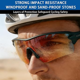Cycling Sunglasses with 5 Interchangeable Lenes, Polarized UV400 Sports Sunglasses, Anti-Glare Lightweight Running Sunglasses for Men Women Outdoor Sports Cycling Running Hiking