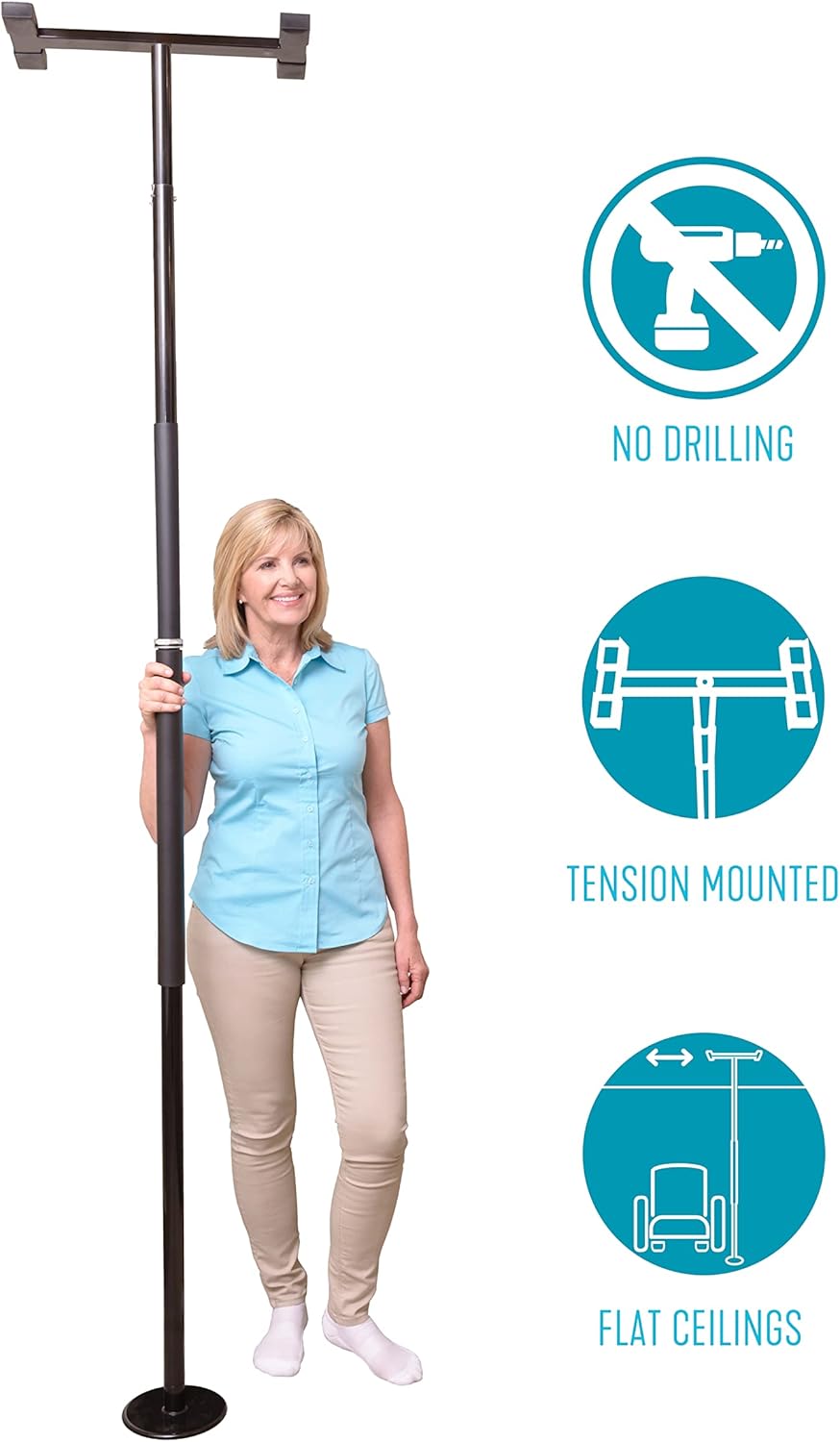 Suреr Bіg Clеаrаnсе! Stander Security Pole, Floor to Ceiling Transfer Pole, Elderly Grab Bar and Bathroom Rail with Padded Handle, Metallic Black Nеw Dеаl Stander Security Pole, Floor to Ceiling Transfer Pole, Elderly Grab Bar and Bathroom Rail with Padded Handle, Metallic Black