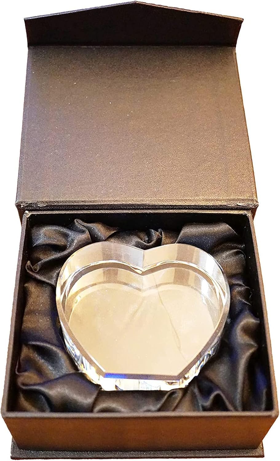 Marco de fotos de cristal 3D grabado personalizado en forma de corazón con tu propia foto regalo para amantes, familia, cumpleaños, boda, Navidad (mediano)