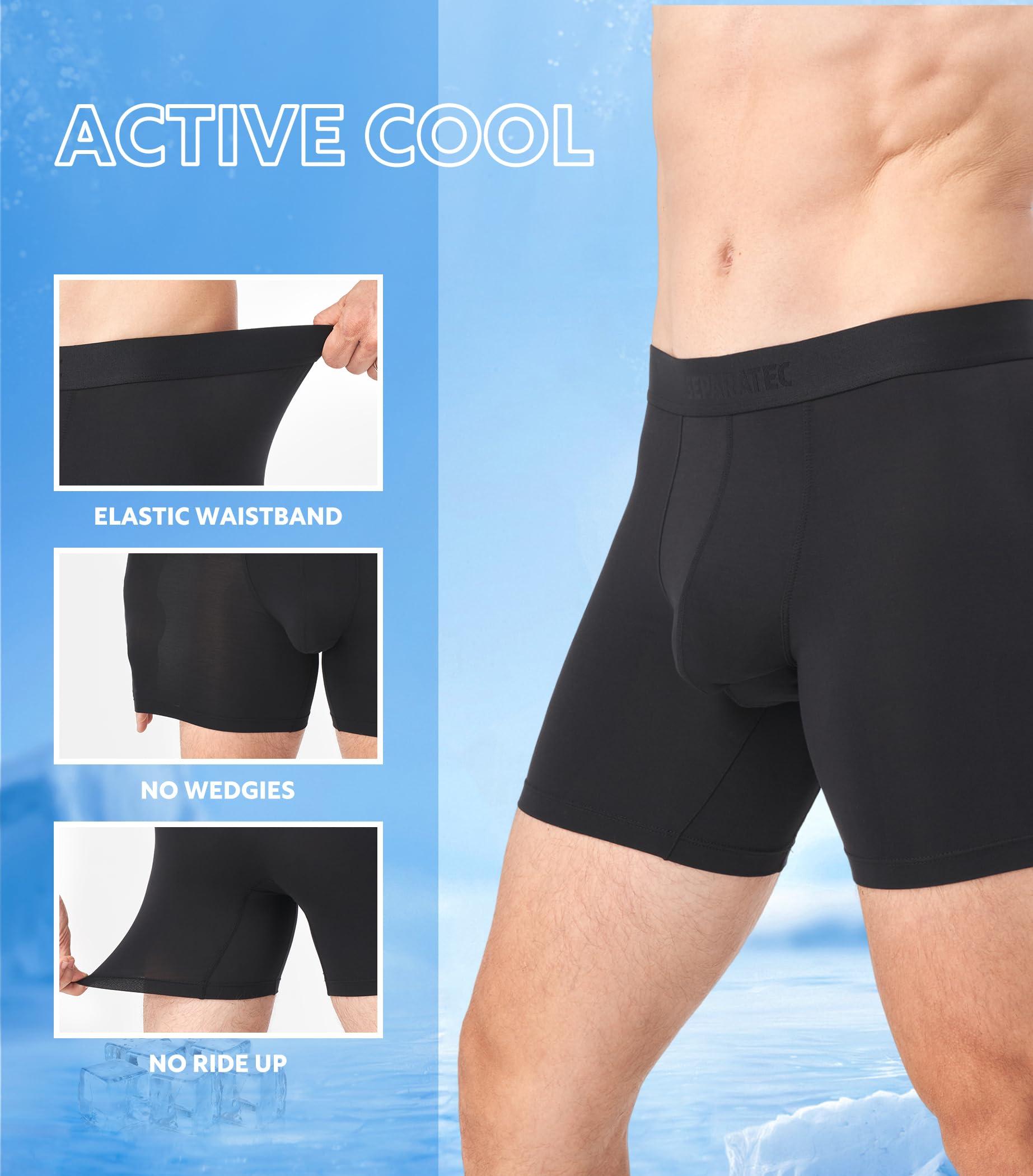 Separatec Mutande Boxer Uomo Doppia Tasca Indipendente Elastico Boxers Lunghi bambù Traspirante Morbido 35mm Cintura Senza Cuciture Intimo Pantaloncini Multipack