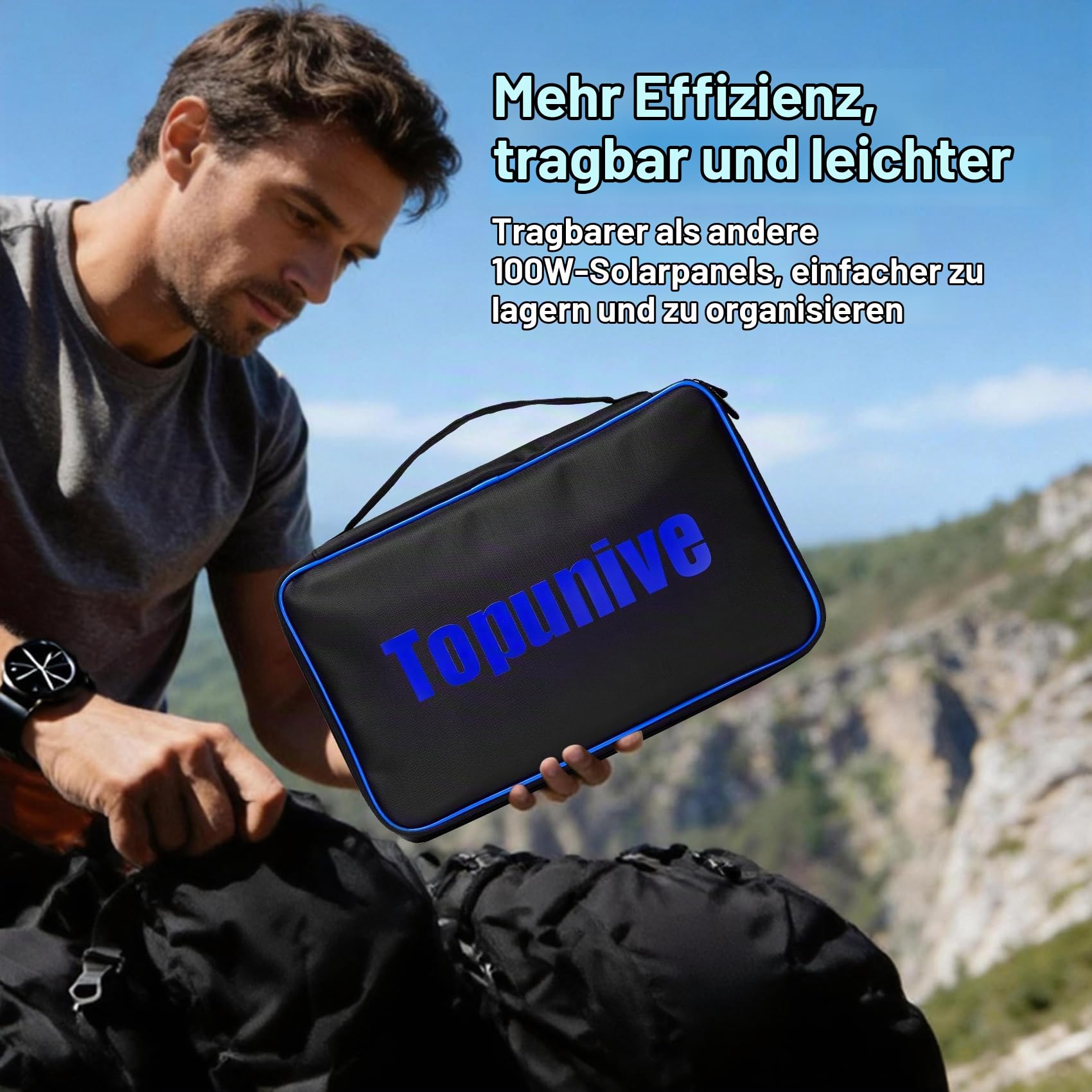Solarpanel Faltbar 100W für Tragbares Powerstation Solargenerator, Kompakt und IP67 mit USB-A&C Pd 65w Solarmodul Solarladegerät für Handy Tablet Outdoor Reisen Camping Notfälle