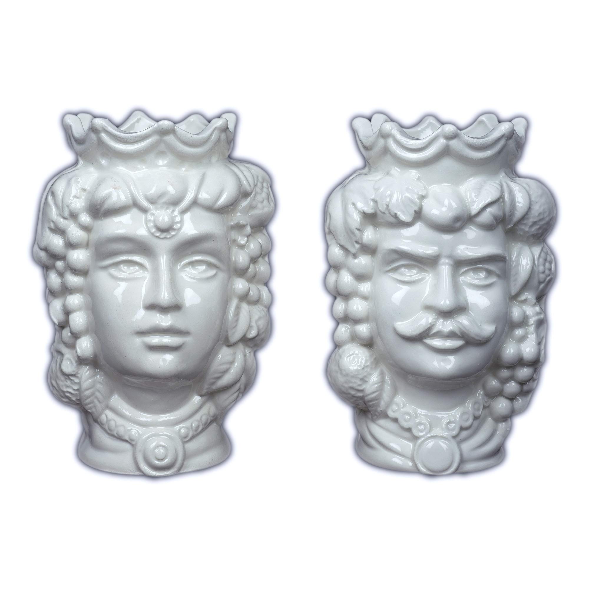 CEAR ceramiche - Sizilianische Brombeerköpfe weiß mit Früchten H cm 14 aus Keramik von Caltagirone