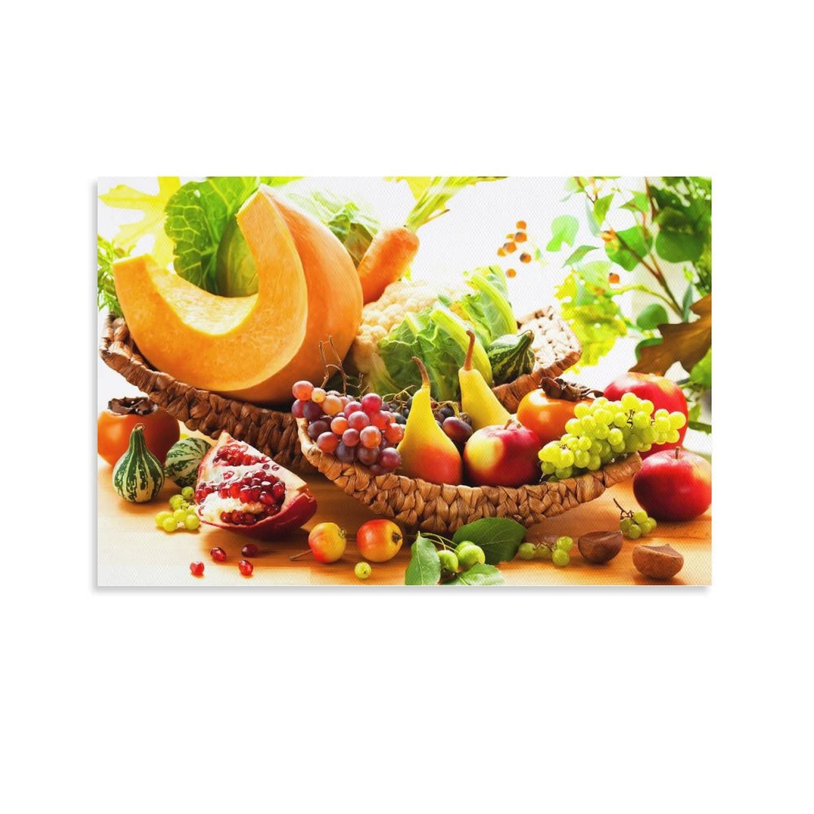 AQORD Room Aesthetics Poster Colorful Fruit And Vegetable Art Painting Canvas Wall Art Poster Decorative Picture Print Modern Family Bedroom Decor Posters 12x18inch(30x45cm)
