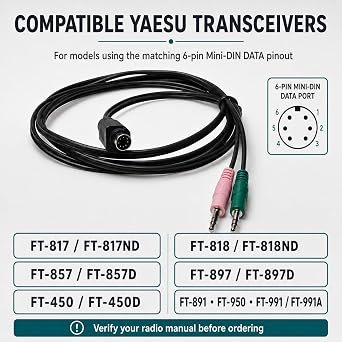 Wirenest - Yaesu 6pin Data Audio Cable for Digital Modes FT8 FT4 JT65 PSK