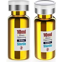 Ks-Tek Sterile Empty Vials with Self Healing Injection Port,with Flip Off Aluminum Cap,Sterile Package 10PCS 10ml Golden