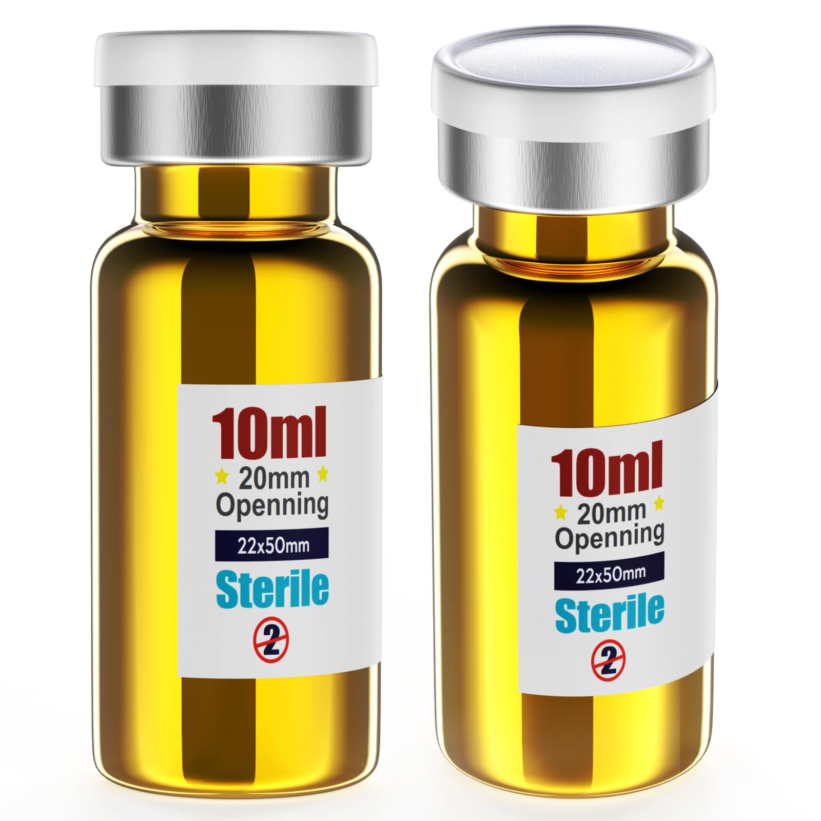Ks-Tek Sterile Empty Vials with Self Healing Injection Port,with Flip Off Aluminum Cap,Sterile Package 10PCS (10ml Golden)
