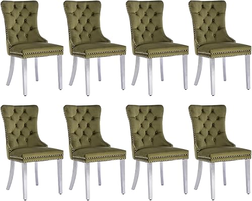 Miniatura 18 de SoarFlash Juego de 6 sillas de comedor de terciopelo, silla lateral de respaldo alto, silla lateral moderna tapizada de alta gama con capitoné y