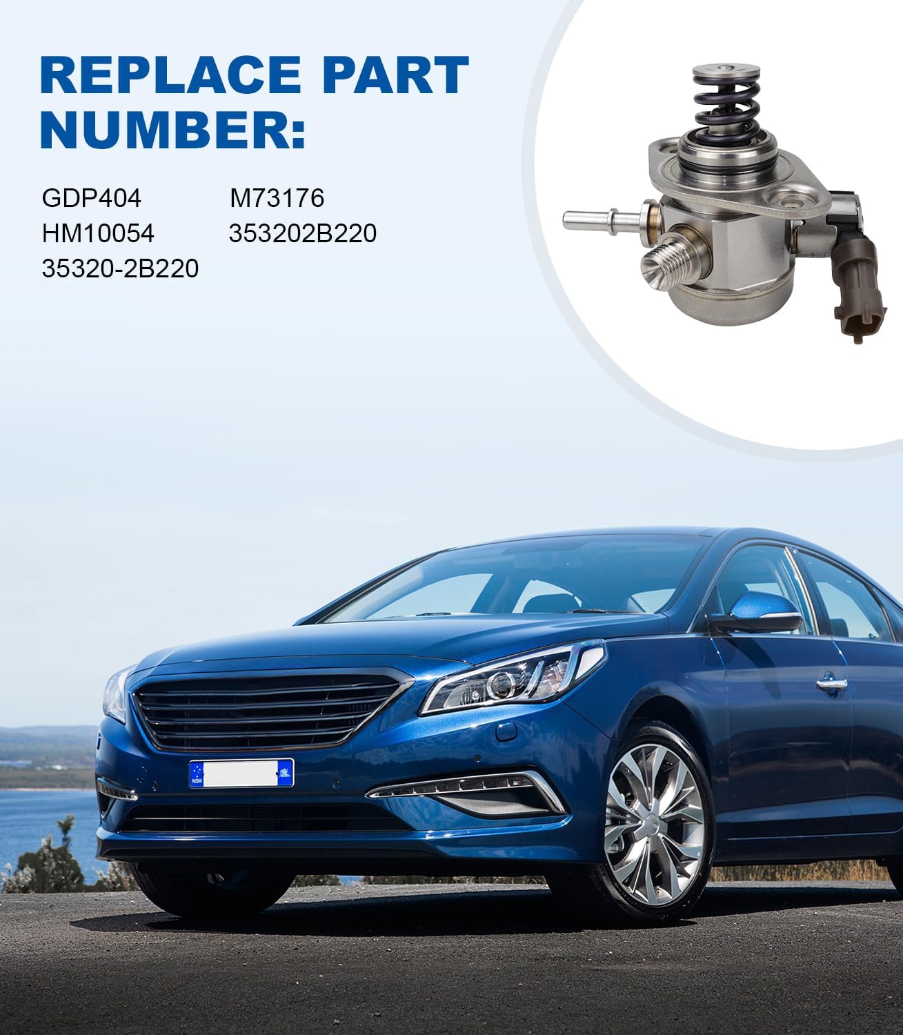 35320-2B220 High Pressure Fuel Pump Compatible with Hyundai Sonata Accent Tucson Veloster, Kia Optima Forte5 Rio L4 1.6l Replace GDP404 M73176 HM10054