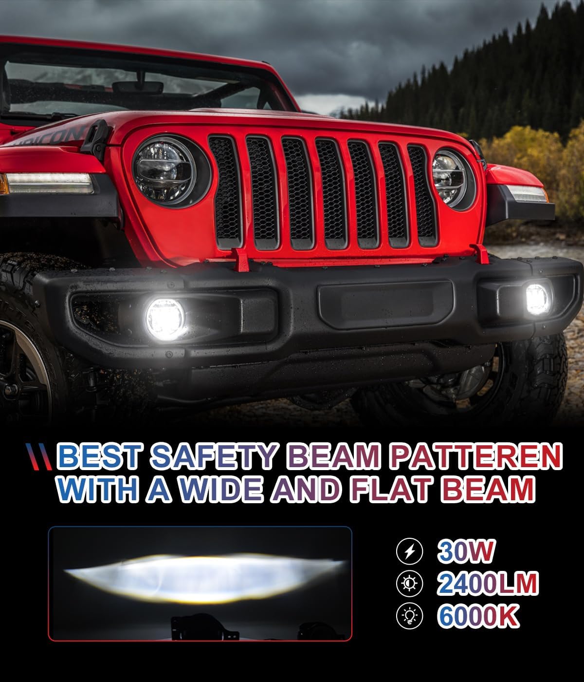 Upgraded 4 Inch LED Halo Round Fog Lamps for Jeep Wrangler JL JLU 2018-2022, DOT Compliant with DRL and Turn Signal (Black, JL Fog Light)