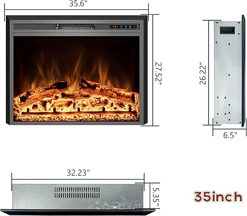 Miniatura 6 de Kentsky Chimenea eléctrica, insertos de chimenea eléctrica, calentador de chimenea empotrado con control remoto, colores de llama ajustables,