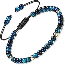 Women's 925 Sterling Silver/Gold Anklet,  4MM 9.5-13 in Natural Stone, Hand Woven Size Adjustable