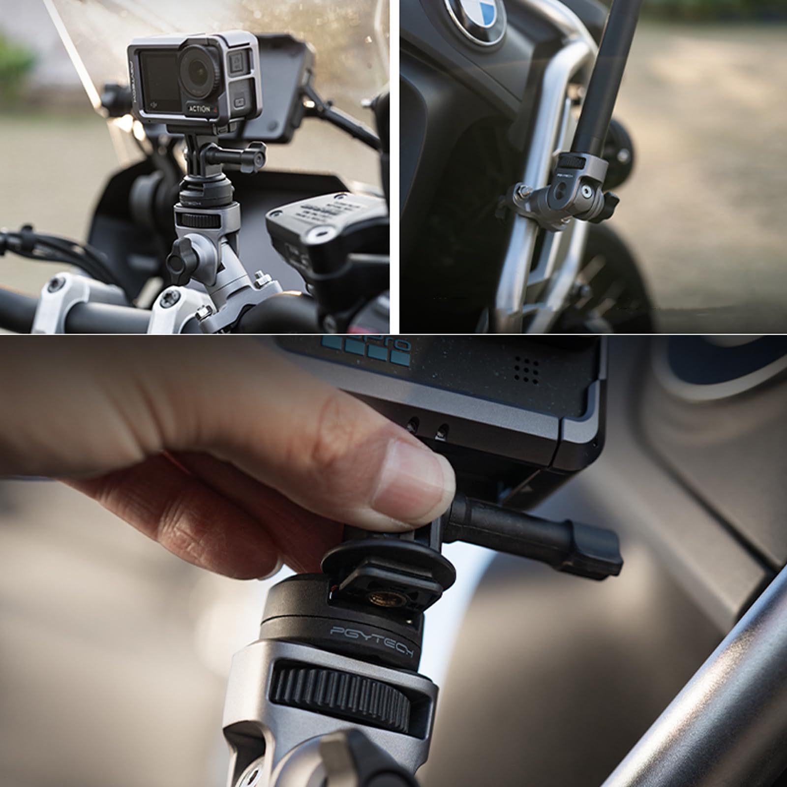 Fahrrad/Motorrad Mount für GoPro 13 12/DJI Osmo Action 5 Pro/Insta360 X5/DJI Osmo Pocket 3/Insta360 Ace Pro 2/Insta360 GO 3S/DJI Osmo Action 4/Insta360 X4/X3 Action Kamera U-Bolt Halterung