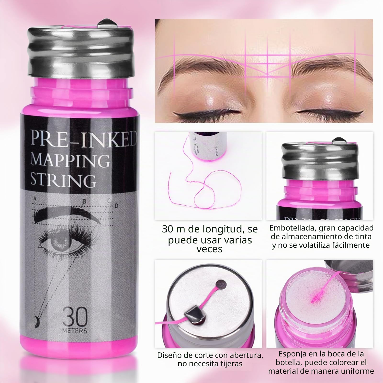 ATOMUS Juego de microblading, rosa, juego completo de lápiz semipermanente, herramienta para tatuaje profesional, cejas, lápiz manual, 18U, 3RL, microhojas para cejas, accesorios de tatuaje