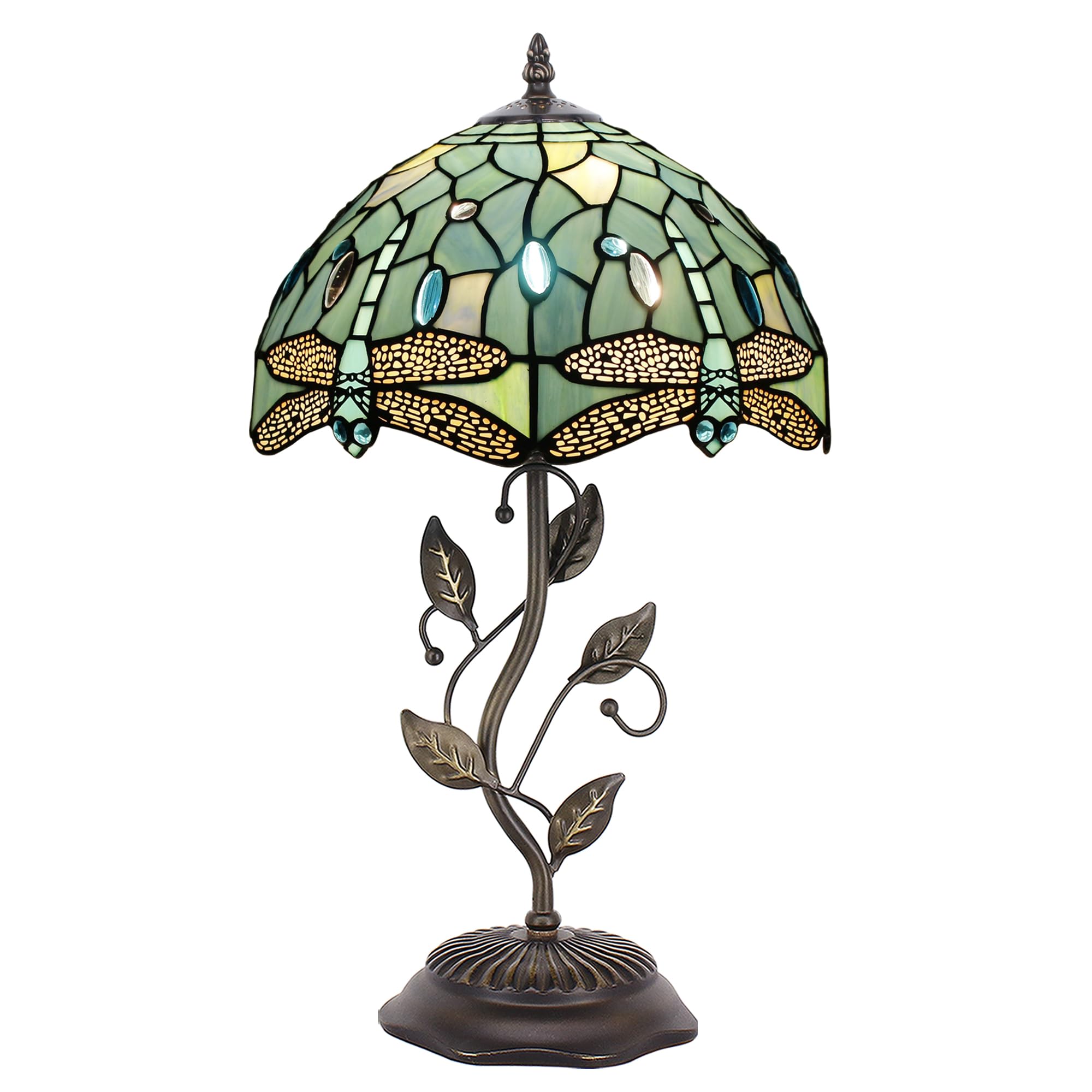 WXCFCD Tiffany Lamp Table Lamp Stained Glass Desk Light 12X12X19 Inches Reading Light Decor Bedroom Living Room Blue — view 7