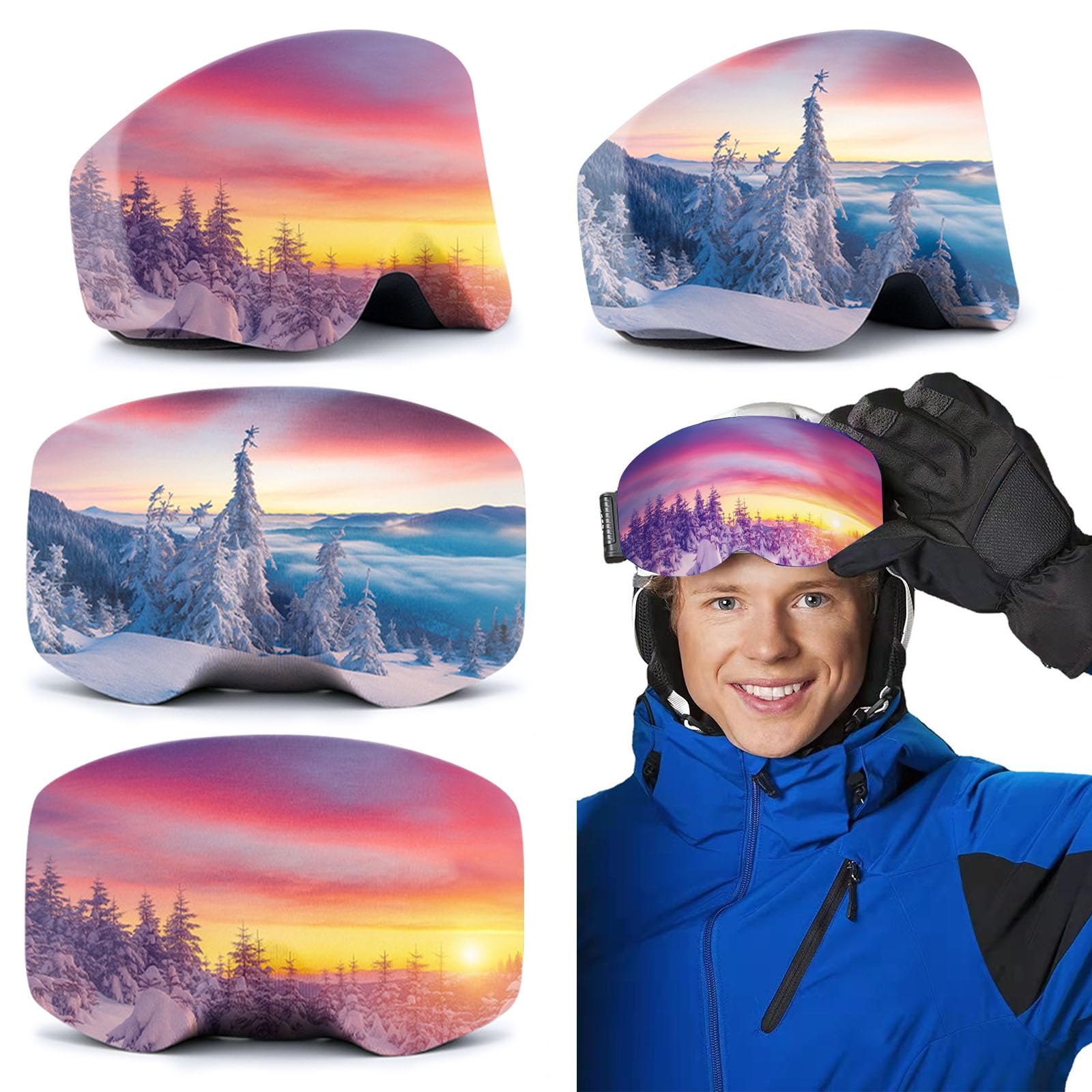 BSITSSS 2 Pcs Ski Goggle Protector Cover, Protective Goggle Cover Portable, Ski Goggle Cover Sleeve Anti-Scratch, Fashion Ski Goggles Protective Cover, Ideal for Travel and Après-ski