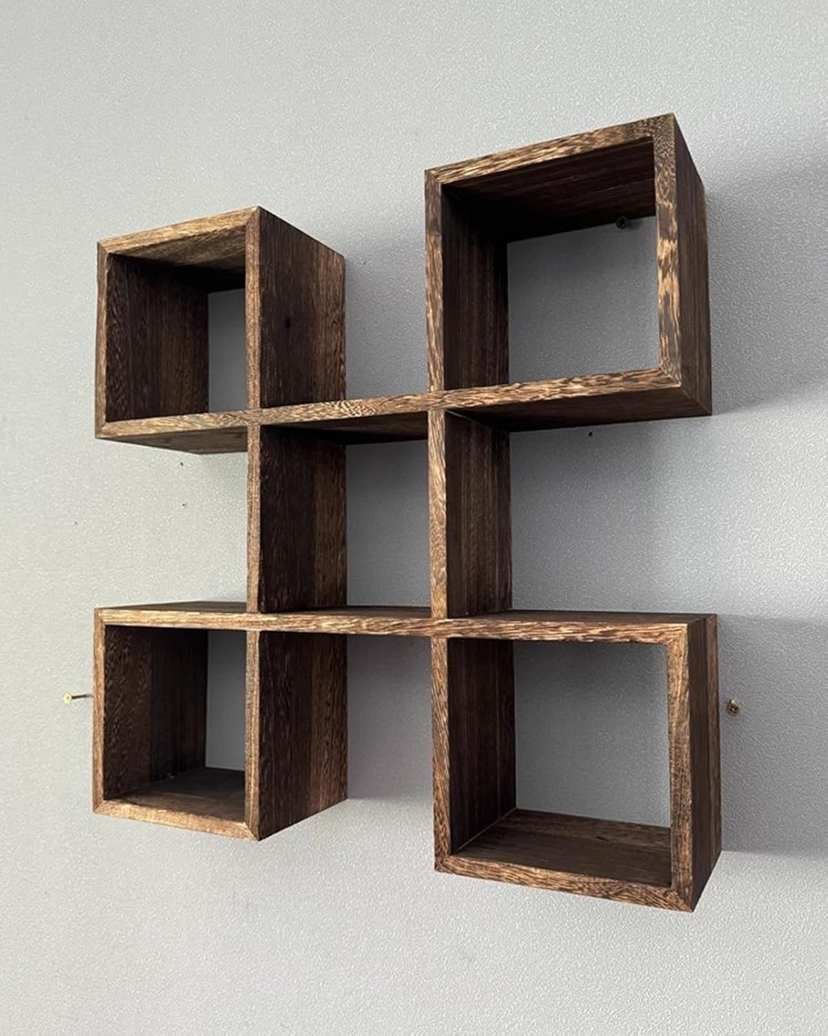 Pequeño Expositor de Tazas de Café Estante De Madera Maciza para Tazas de Té Soporte para Colgar en la Pared o de Sobremesa para Salón, Cocina, Oficina(43.8x43.8x12cm)