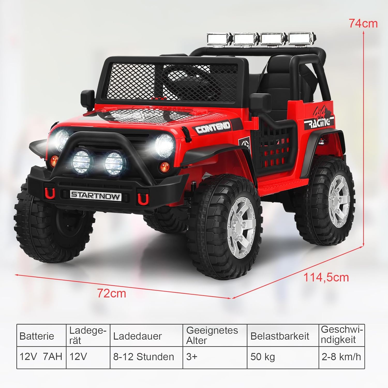 Electric Car for Children, 12 V Electric Car with Remote Control, Electric Vehicle with Music & Light & Horn & USB, Electric Car for Children from 3 Years (Red)