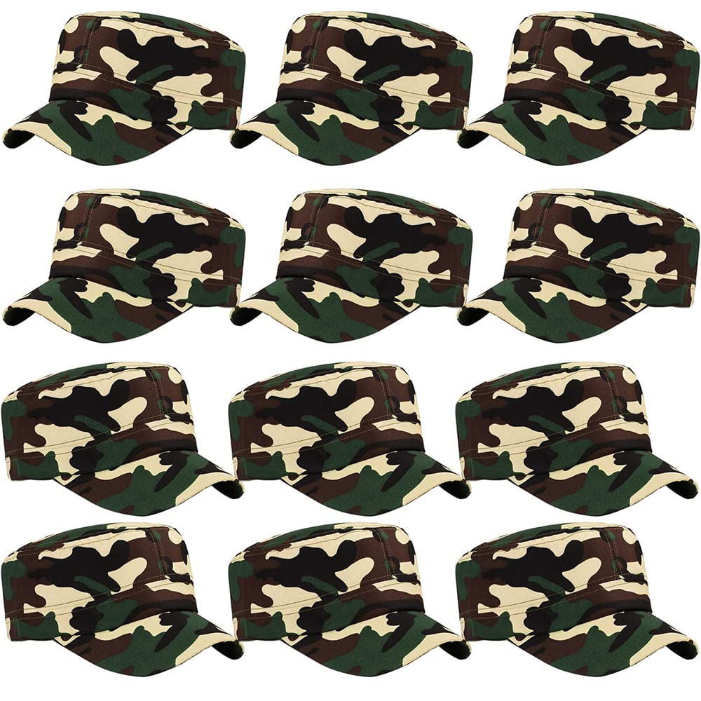 ZffXH 12 pcs Birthday Party Decorations Hats for Kids,Army Military Soldier Favors Hat,Camo Costume Hunting Helmet Cap