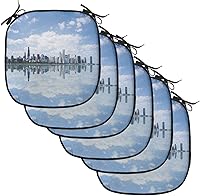 Vista 34 de Lunarable USA Chair Cushion Pad, American Cities Skylines Metropolis Architecture Sketch Style Hand Drawn Art Print, Seat Padding for Kitchen &