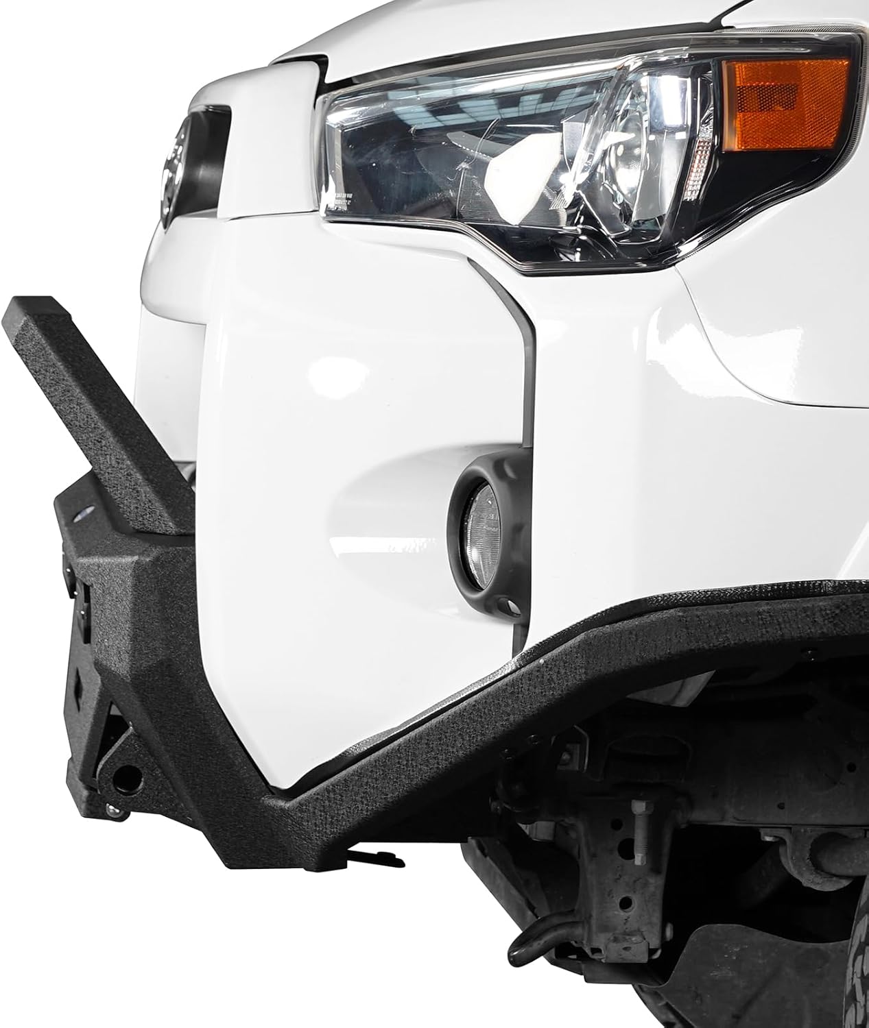 Hooke Road 4Runner Stubby Front Bumper for 2014-2024 Toyota 4Runner 5th Gen (Not for Limited & Nightshade), Rock Crawler Bumper w/Winch Plate, LED Lights & D-ring Mounts
