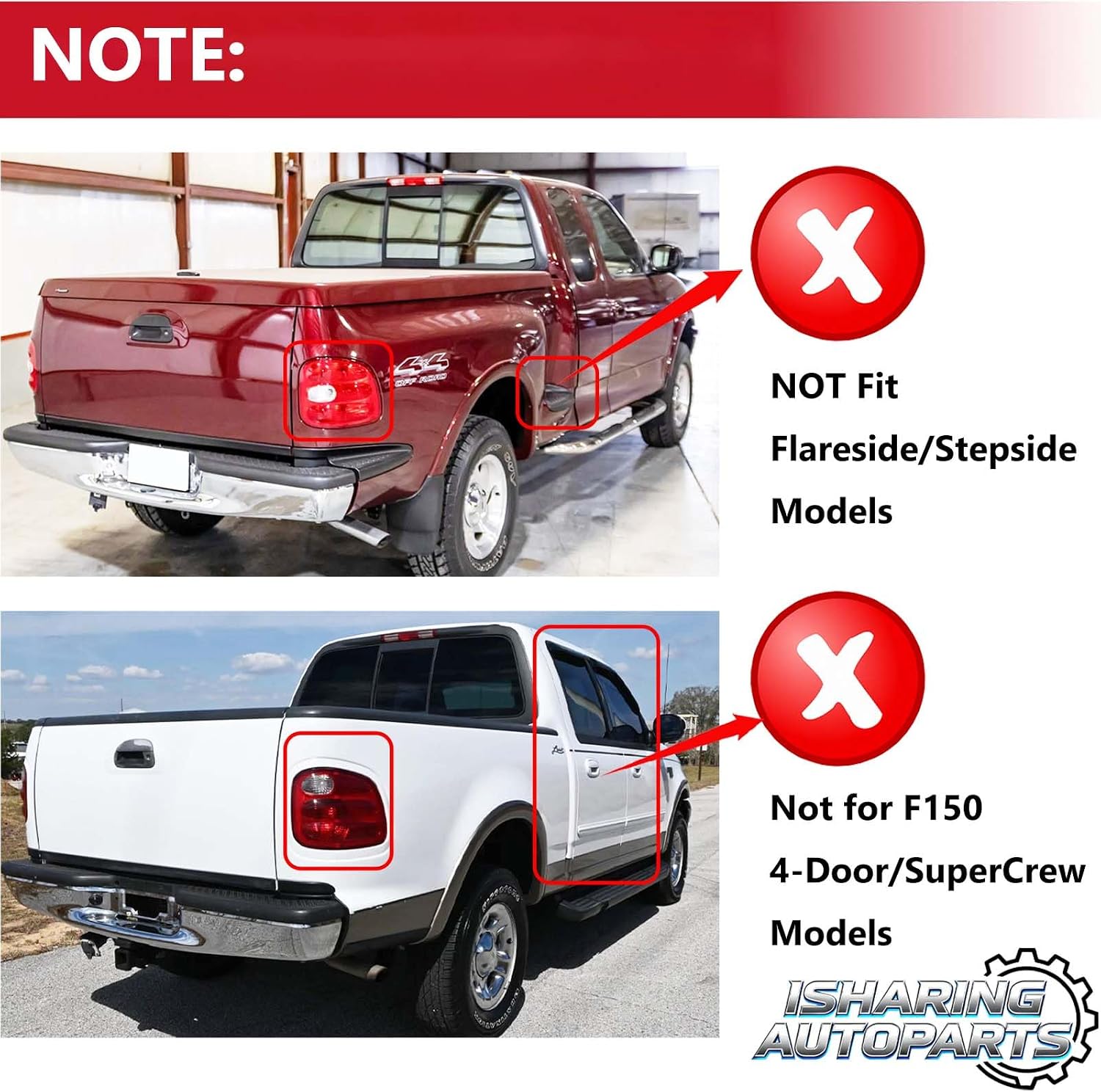 LED Tail Lights Assembly Compatilbe with 1997-2003 Ford F150 for 1999-2007 F250 F350 Super Duty Update Design Black Housing Clear Lens, 2pcs Driver and Passenger Side