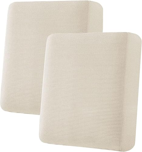 Miniatura 35 de H.VERSAILTEX Fundas de cojín individuales superelásticas para asiento – Juego de fundas de cojín de sofá – Tela de sarga gruesa con textura jacquard