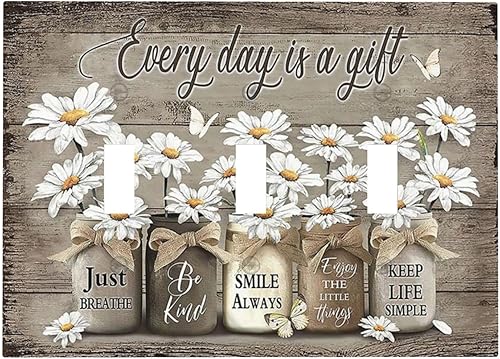 Miniatura 269 de Placa de pared dúplex de receptáculo de dispositivo de 1 gang de madera envejecida blanca gris con veta de tablón, cubierta de enchufe eléctrico de