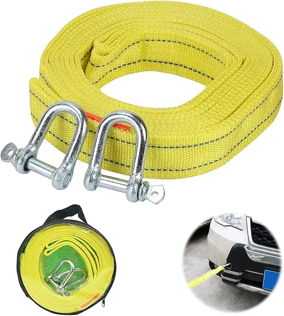 Sangle de remorquage ZHYUAN 5m 5 tonnes avec crochets renforcés et bandes réfléchissantes
