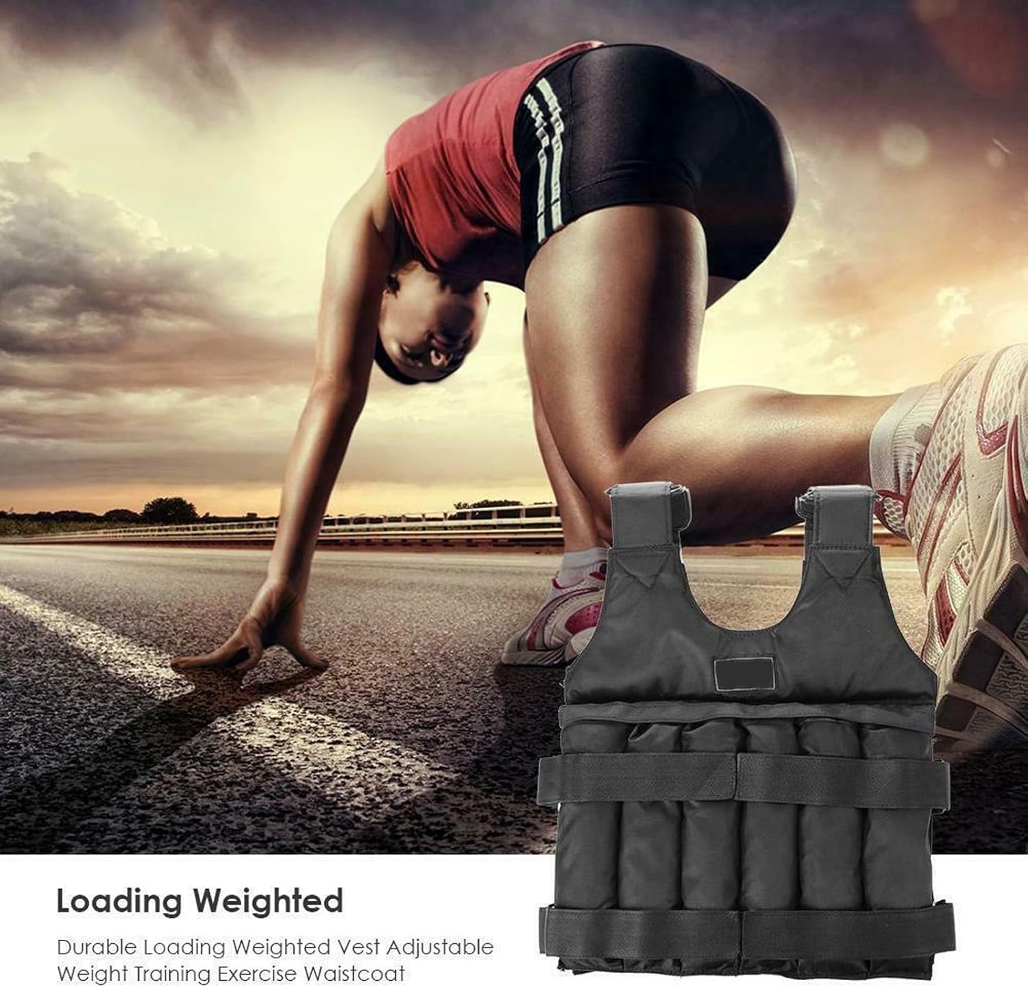 110LB Max Weighted Vest for Workout, Adjustable Weighted Vest with Reflective Stripe Running Vest for Men Women Strength Training, Training Workout, Jogging, Walking