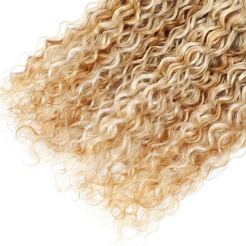 Honey Blonde P27/613 Human Hair Bundles 24 26 28 Inch Water Wave Bundles Human Hair 300g/Pack Unprocessed 11A Brazilian Virgin Hair Weave 3 Bundles for Black Women