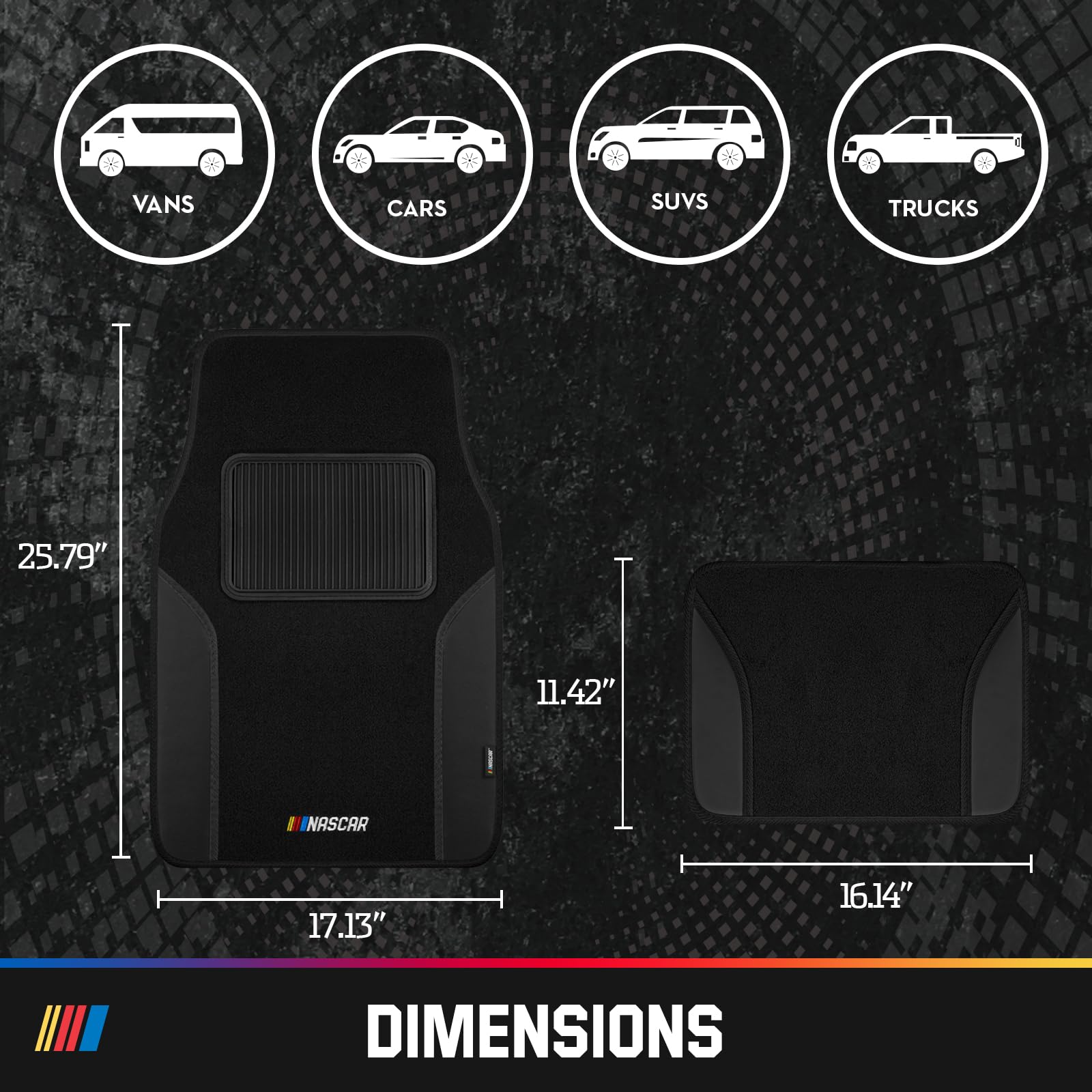 NASCAR Car Floor Mats Carpet Black Leather Design Car Mats Universal-Fit All-Weather Car Floor Mats with Built-in Heel — view 7