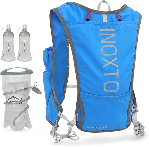 Miniatura 20 de INOXTO Chaleco de Hidratación para Correr Mochila, Paquete Ligero Aislado con Bolsa de Vejiga de Agua de 1.5L Mochila de Día para Senderismo,