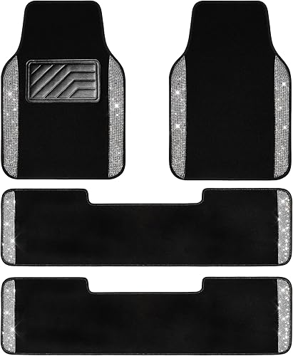 Miniatura 1 de CAR PASS - Tapetes para automóvil con diamantes de imitación y almohadilla para el talón, antideslizantes, de cloruro de polivinilo, impermeables,