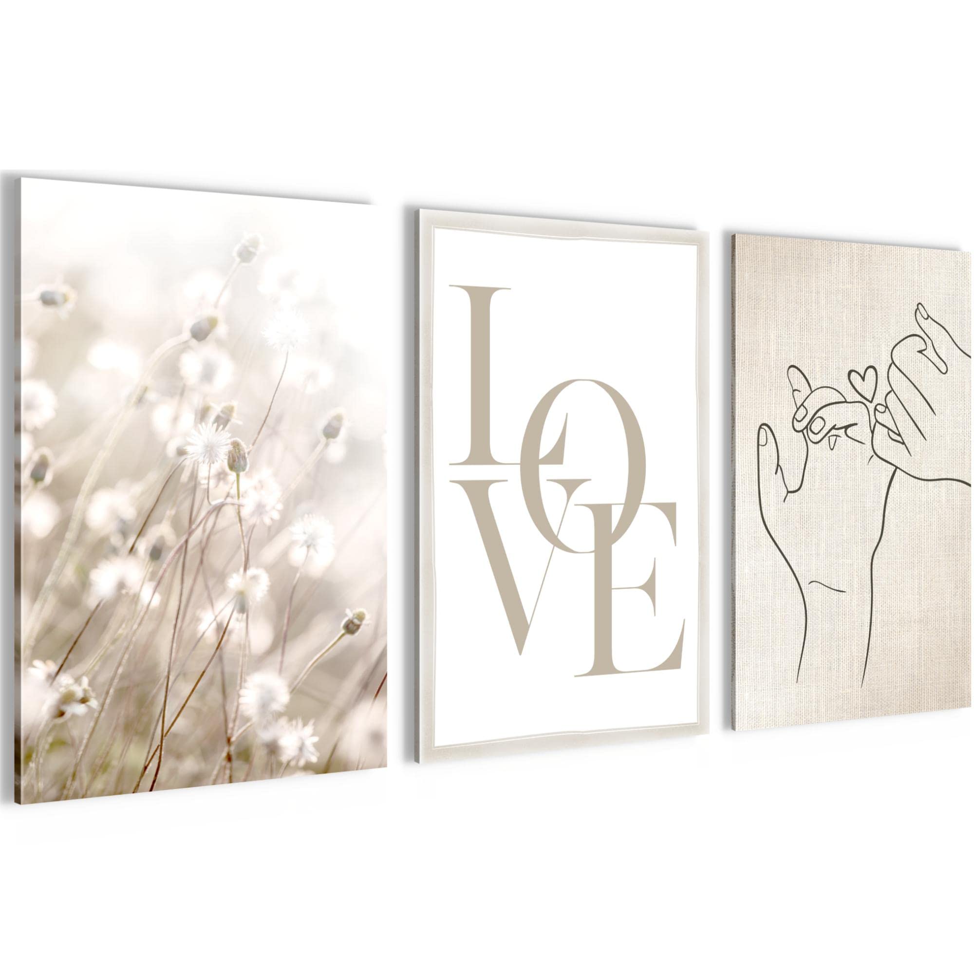 Tableau Boho pour Murs Vides - Solution Décoration Salon 3 Cadres Beige - 8