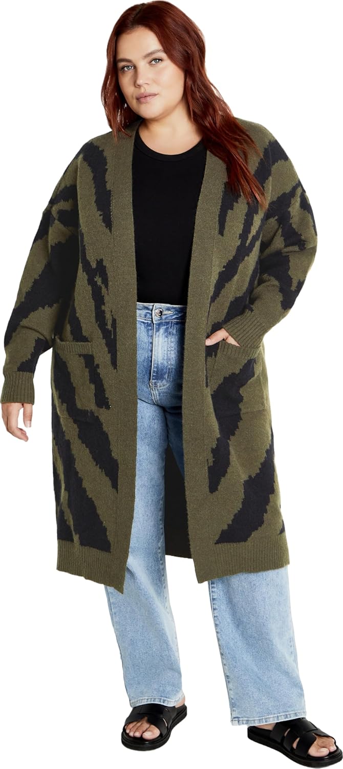 City Chic Women's Plus Size Earn Your Stripes Cardigan